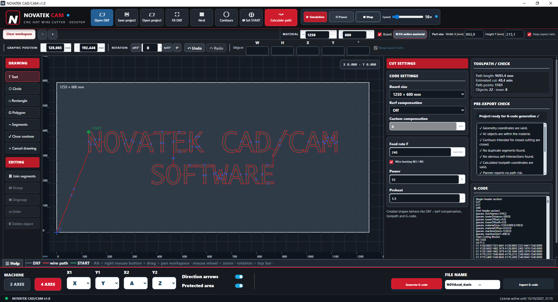 NOVATEK CAD/CAM – príprava CNC rezania